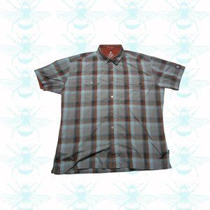 Kuhl Orange Teal Short Sleeve Hiking Camping Button Up Mens Size- XXL